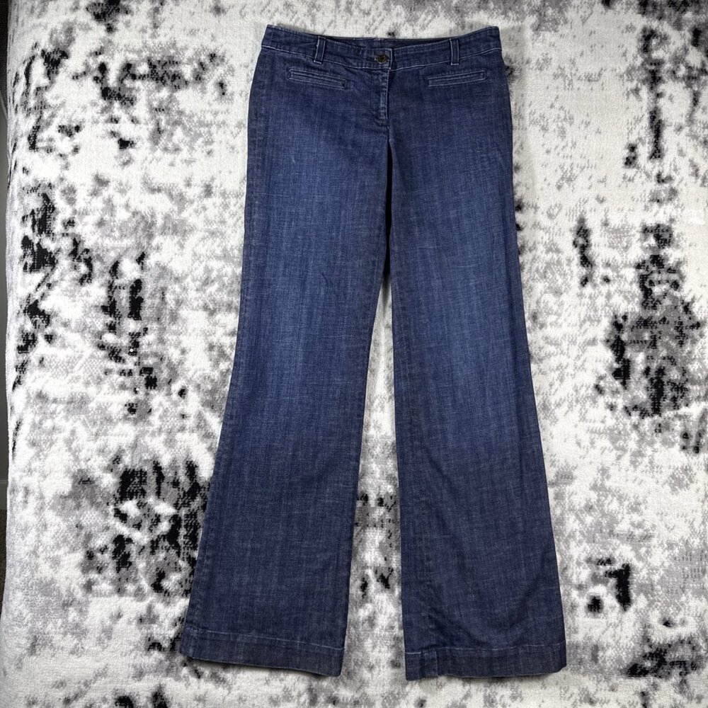J Crew Jeans Womens Size‎ 32x32.5 Dark Wash Flare Nautical Navy Hippie